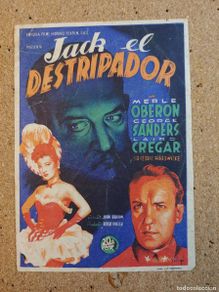 Cinema: FOLLETO DE MANO CON PUBLCIDAD DE LA PELICULA JACK EL DESTRIPADOR